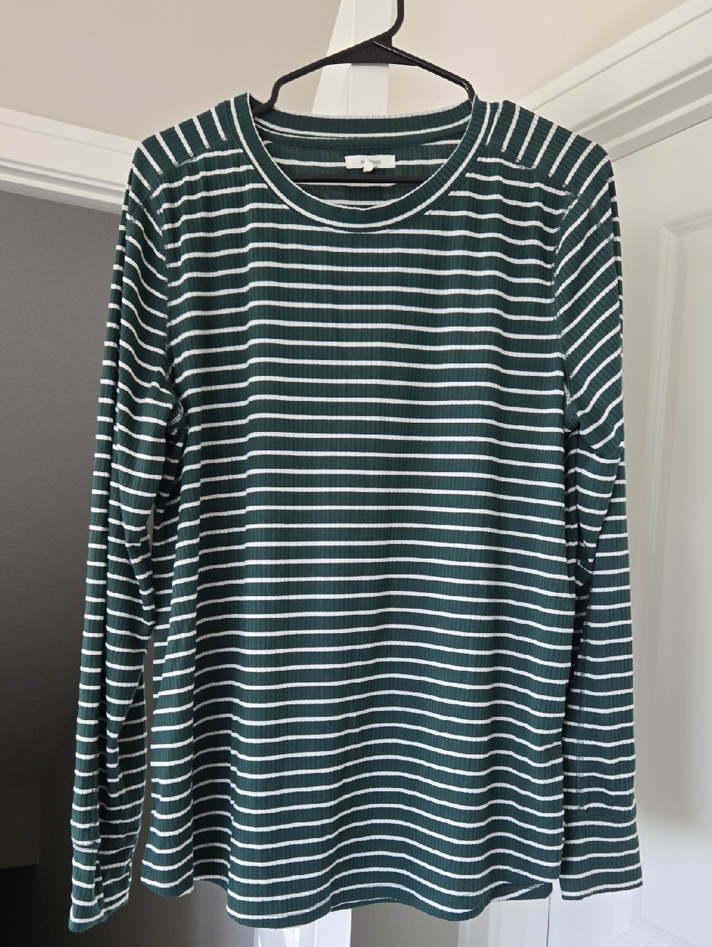 Maurices Dark Green and White Striped Long Sleeve Top